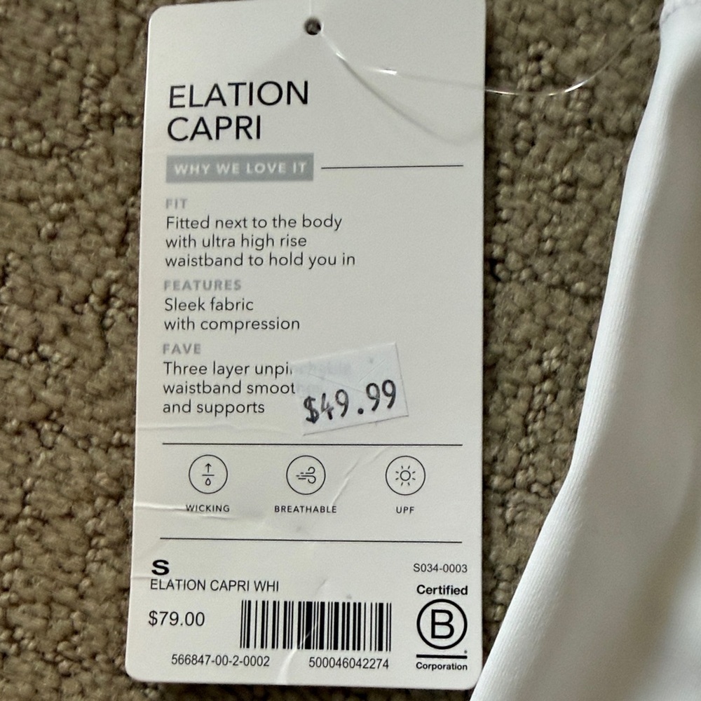 Athleta Bright White High-Rise Capri Leggings - Picture 3 of 5